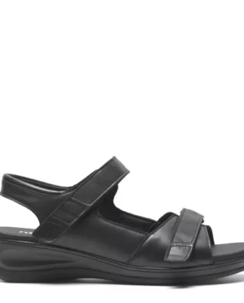 Komfortable sorte New Feet sandaler til kvinder med velcro