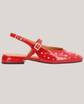 Advance Rød Lak Læder Med Forgyldte Nitter Slingback - Skosh