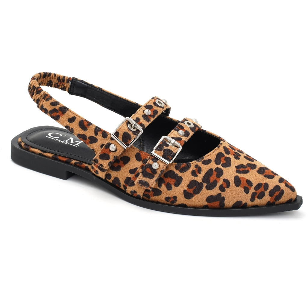Leopard Amelia Dame Slingback Ballerinaer 8316 - Shoes Skosh - 5715406772547