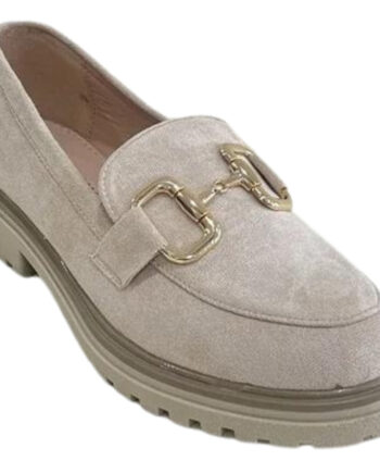 Beige Elsa Dame Loafers Df08 - Shoes Skosh  - 5715406498720