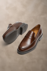 Brun Slhblake Leather Penny Loafer - Selected Skosh  - 5715214331721