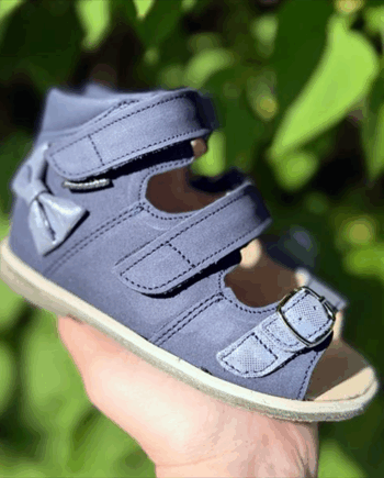 Aurelka Sandal Navy Sølv Sløjfe Spænderem Sandal Med Ekstra Støtte - Aurelka Skosh